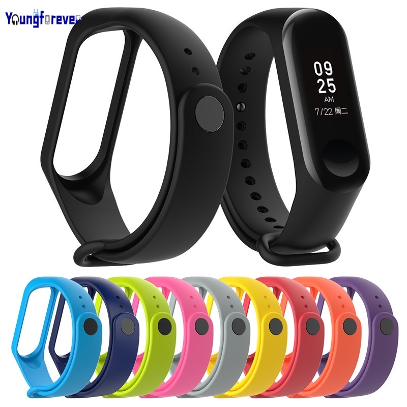 Dây đeo silicone thay thế 9 màu thích hợp cho Xiaomi Mi Band 3