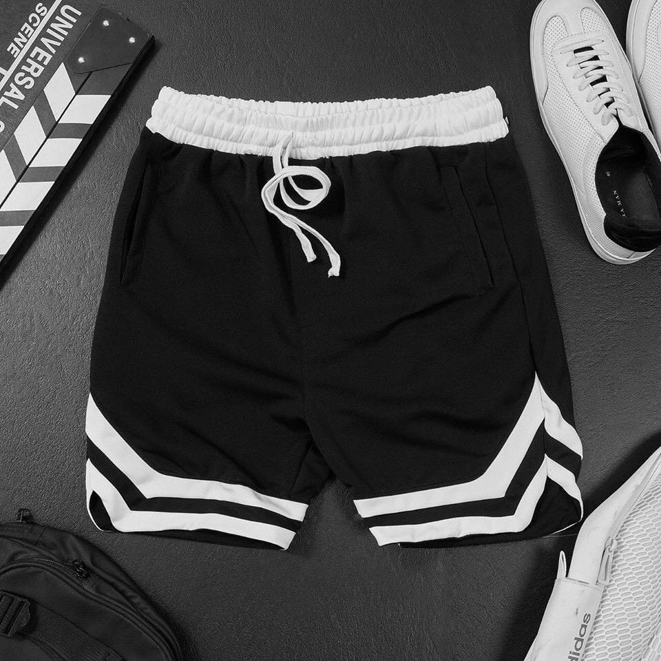 Quần Short Thể Thao Unisex 2V Line Sọc [ Vải Co Giãn 4 Chiều ]