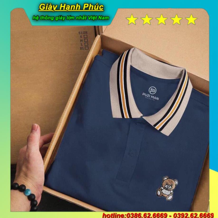 Áo thun nam , áo polo có cổ , ngực thêu hình gấu , chất liệu coton , nam tính , QA Store | BigBuy360 - bigbuy360.vn