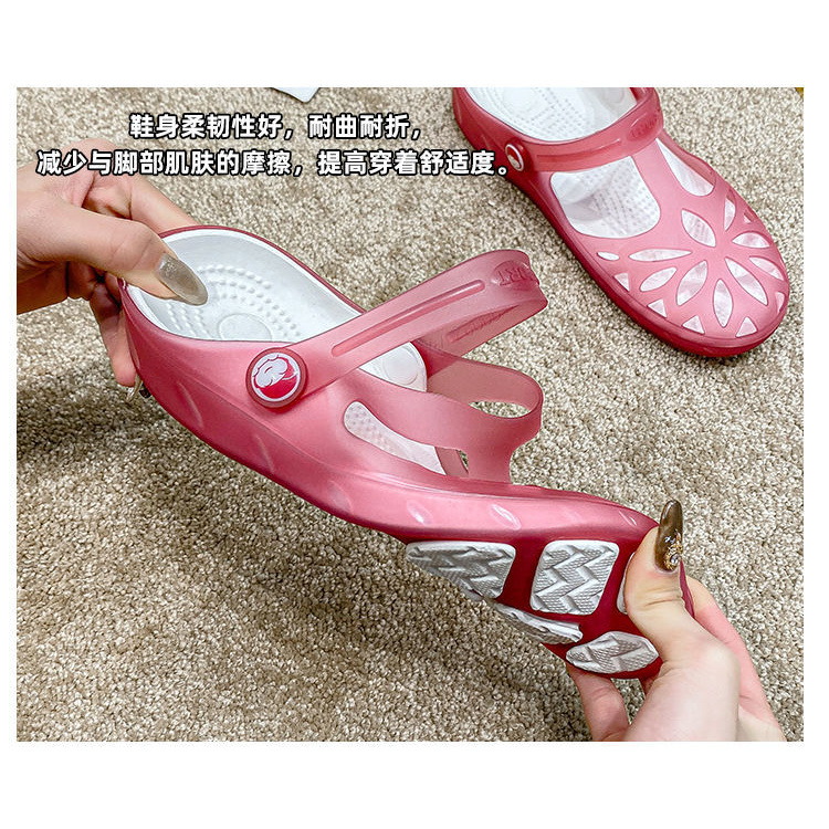 Giày crocs Nhựa Đục Lỗ Thoáng Khí Thời Trang Hè Phong Cách Hàn Quốc Dành Cho Nữ Size 35-40
