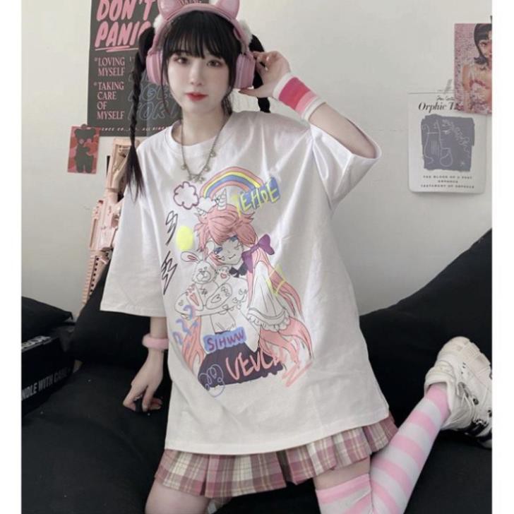 ÁO THUN, ÁO PHÔNG TAY LỠ UNISEX FORM RỘNG OVERSIZE NELLY ANIME M785 KL SHOP 1SHOTSHOP ❣ ྇