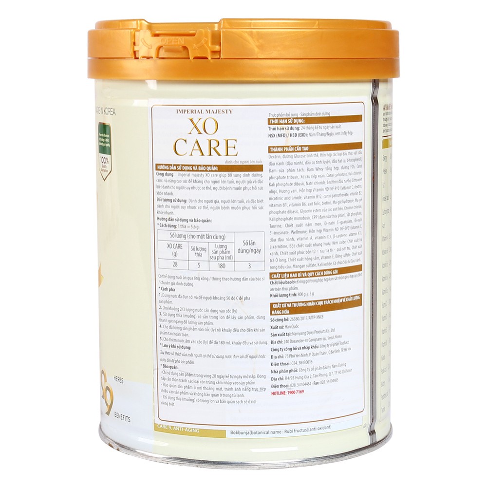 Sữa XO Care 800g. Giúp phục hồi sức khoẻ hiệu quả. Nhập khẩu Hàn Quốc