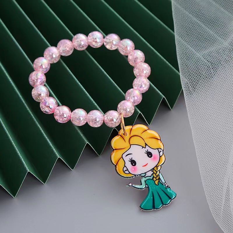 Vòng Tay Mặt Hình Công Chúa Elsa Cho Bé |Vòng Tay Chuỗi Hạt Co Giãn Hình Bạch Tuyết/ Nàng Tiên Cá