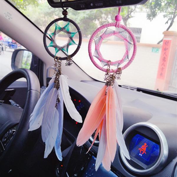 Phụ kiện treo trang trí xe hơi hình dream catcher và lông vũ dễ thương