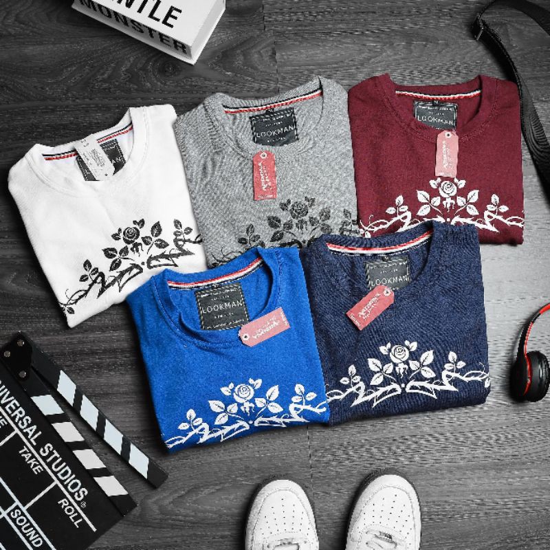 Áo thun nam tay dài Sweater hoa văn ngực