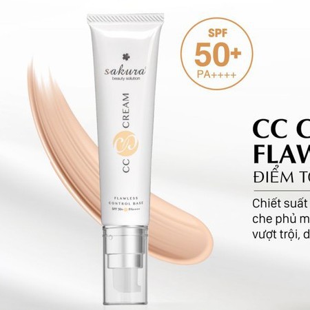 [SALE] [FREESHIP] Kem Sakura Cc Cream Flawless Control Base Spf50, Trang Điểm Chống Nắng, Giúp Da Đều Màu, Dưỡng Da Dịu