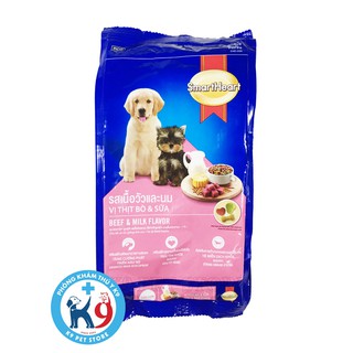 Thức Ăn Khô SmartHeart Cho Chó Con Hương Vị Thịt Bò Và Sữa 400gr , 1,5kg