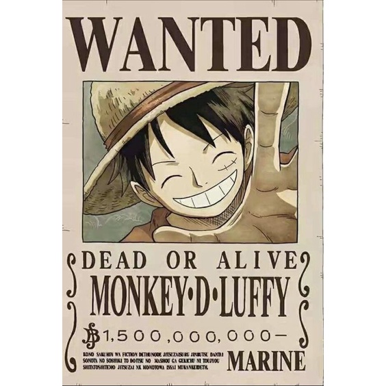Poster Truy Nã One Piece (Nguyên Bản) kích thước15*20 cm - Tranh Nhân vật hoạt hình One Piece dùng trang trí nội thất