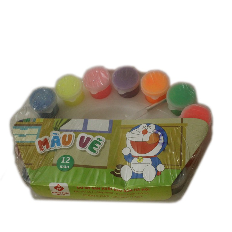 MÀU VẼ MỸ THUẬT DORAEMON 12 MÀU (kèm cọ) - Ảnh thật