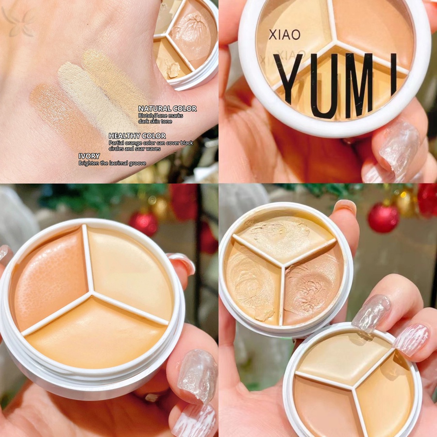 Bảng Kem Che Khuyết Điểm 3 Màu Dưỡng Ẩm Lâu Trôi Che Phủ Quầng Thâm Và Mụn