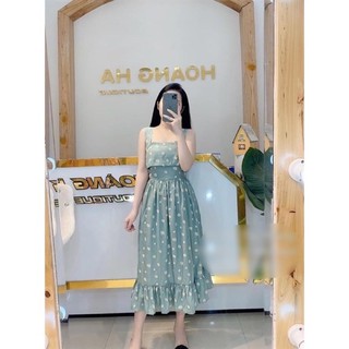 Váy maxi hoa cúc buộc nơ lưng