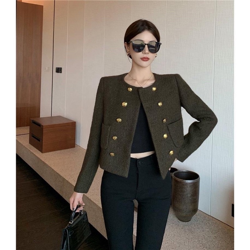 Áo dạ tweet Lisa phong cách Hàn Quốc