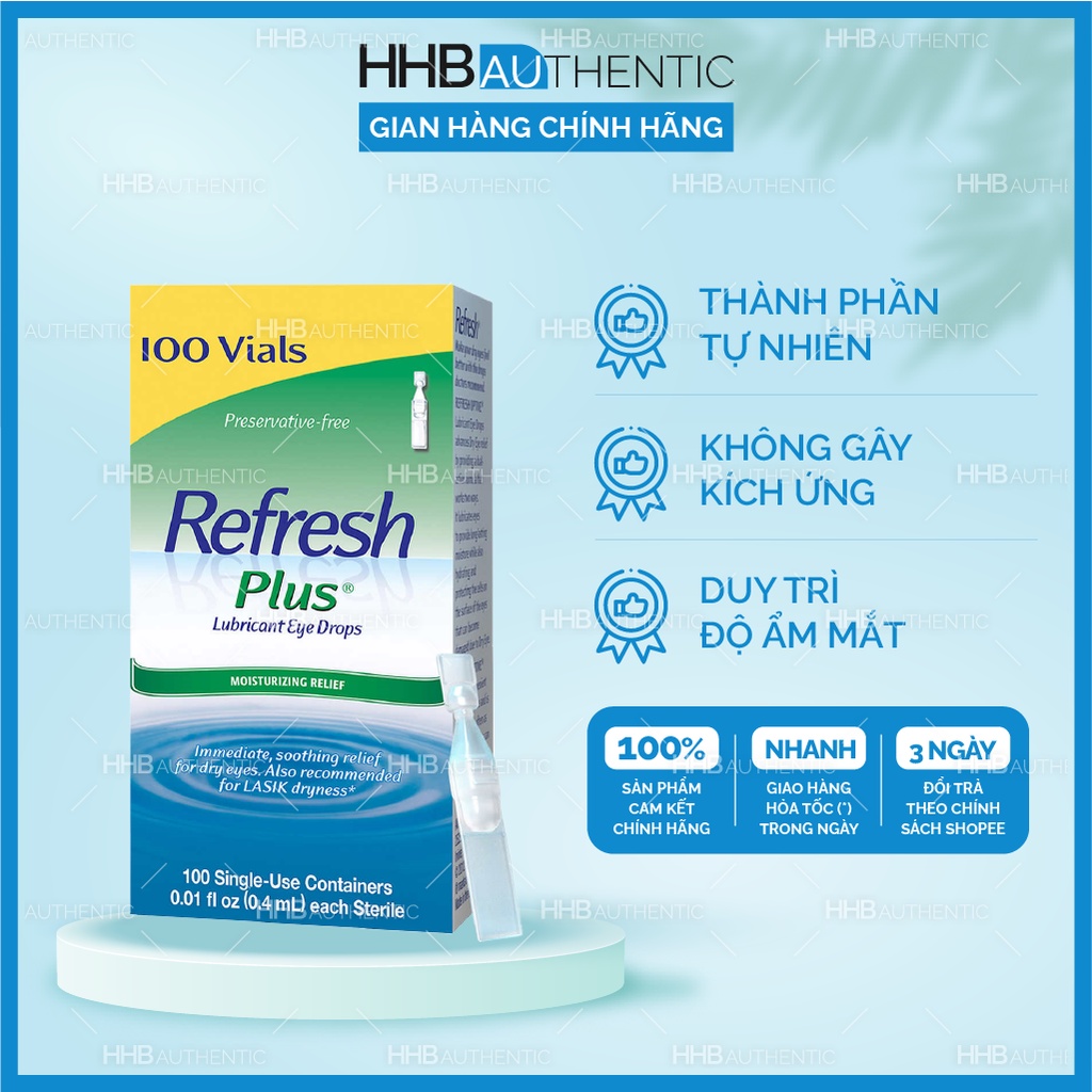 Nước mắt nhân tạo cho người sử dụng máy tính nhiều Refresh Plus Lubricant Eye Drops 100 tuýp - Xuất xứ Mỹ