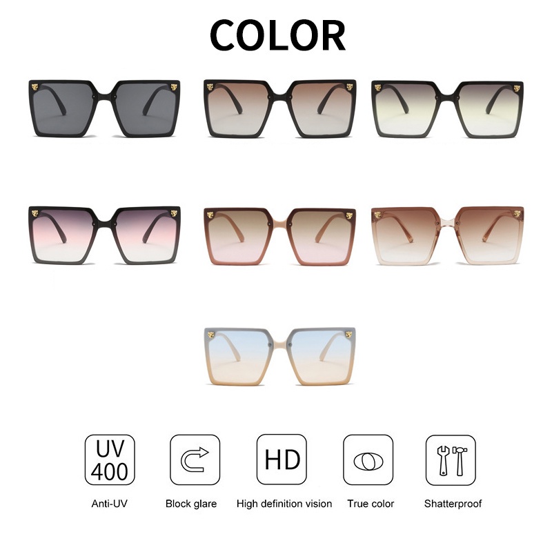 (KIQI-FASHION) COD Kính Mát Gọng Tròn Lớn Chống Tia Uv400 Họa Tiết Da Báo Thời Trang Cho Nữ