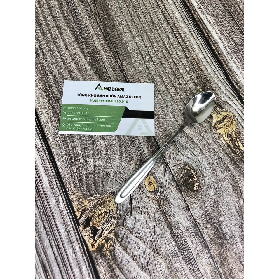 Thìa muỗng chanh Inox 8817 nhỏ khuấy sinh tố nước ép cán dài đầu nhọn sáng bóng chất lượng