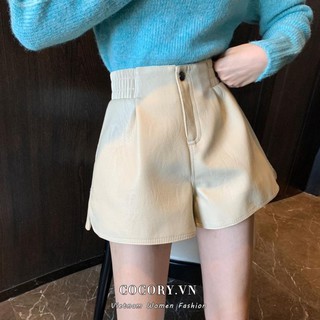 Quần Đùi Da Pu Ống Rộng Lưng Cao Cá Tính Cho Nữ ་ ✔