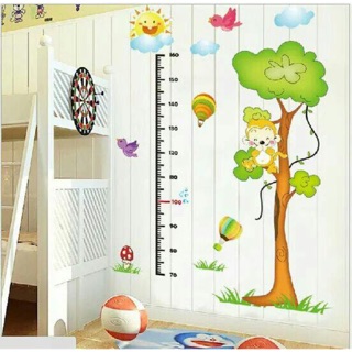 Decal tranh dán tường thước đo cây và ông mặt trời