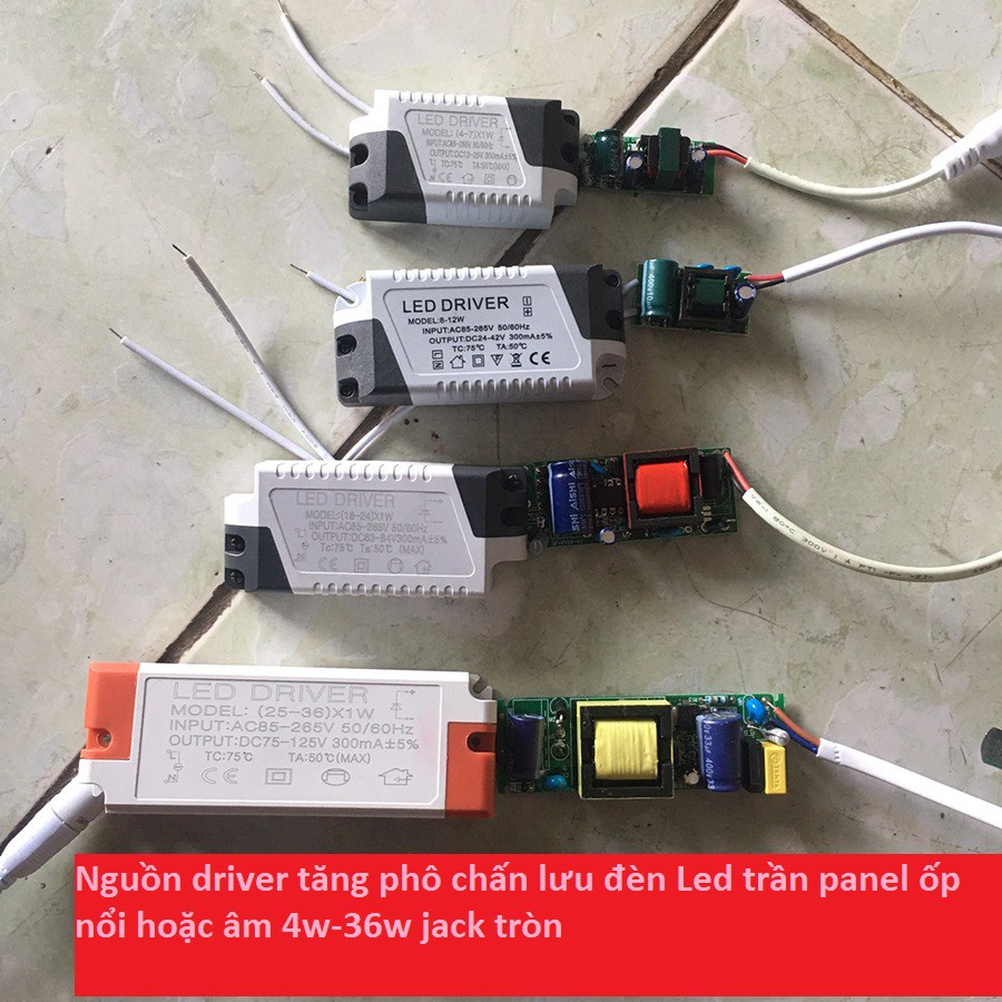Nguồn driver tăng phô chấn lưu đèn Led trần panel ốp nổi hoặc âm 4w-36w jack tròn