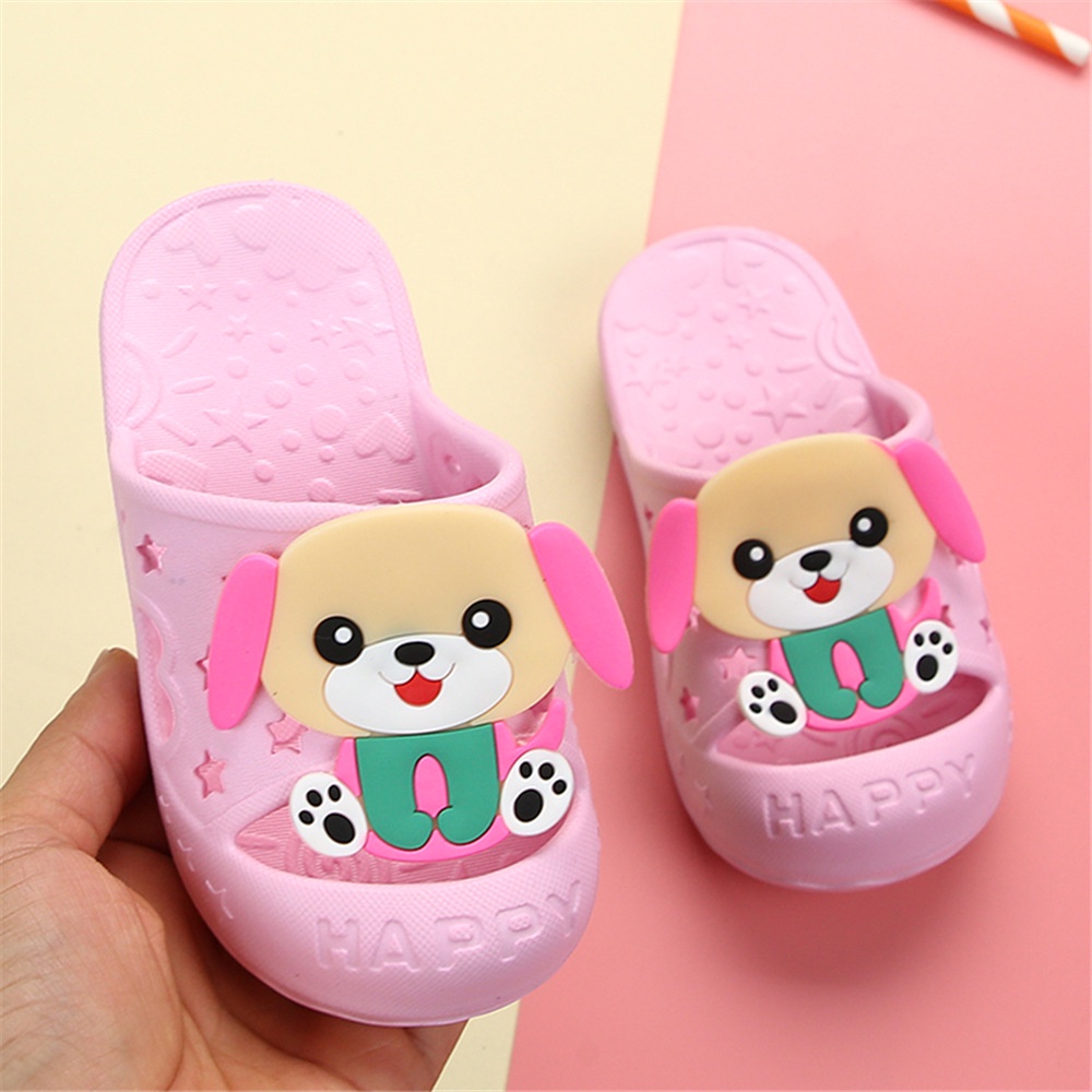 Dép Đi Biển Mùa Hè Đế Mềm Chống Trượt Thoáng Khí Thấm Hút Mồ Hôi In Hình Cún Dễ Thương Cho Bé
