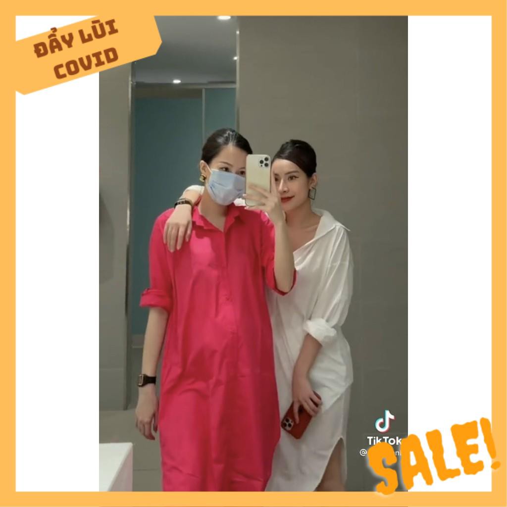 Váy Cổ Sơ Mi Basic Dáng Dài Sexy Bầu Bí Mặc Đến Đẻ Luôn Ạ | BigBuy360 - bigbuy360.vn