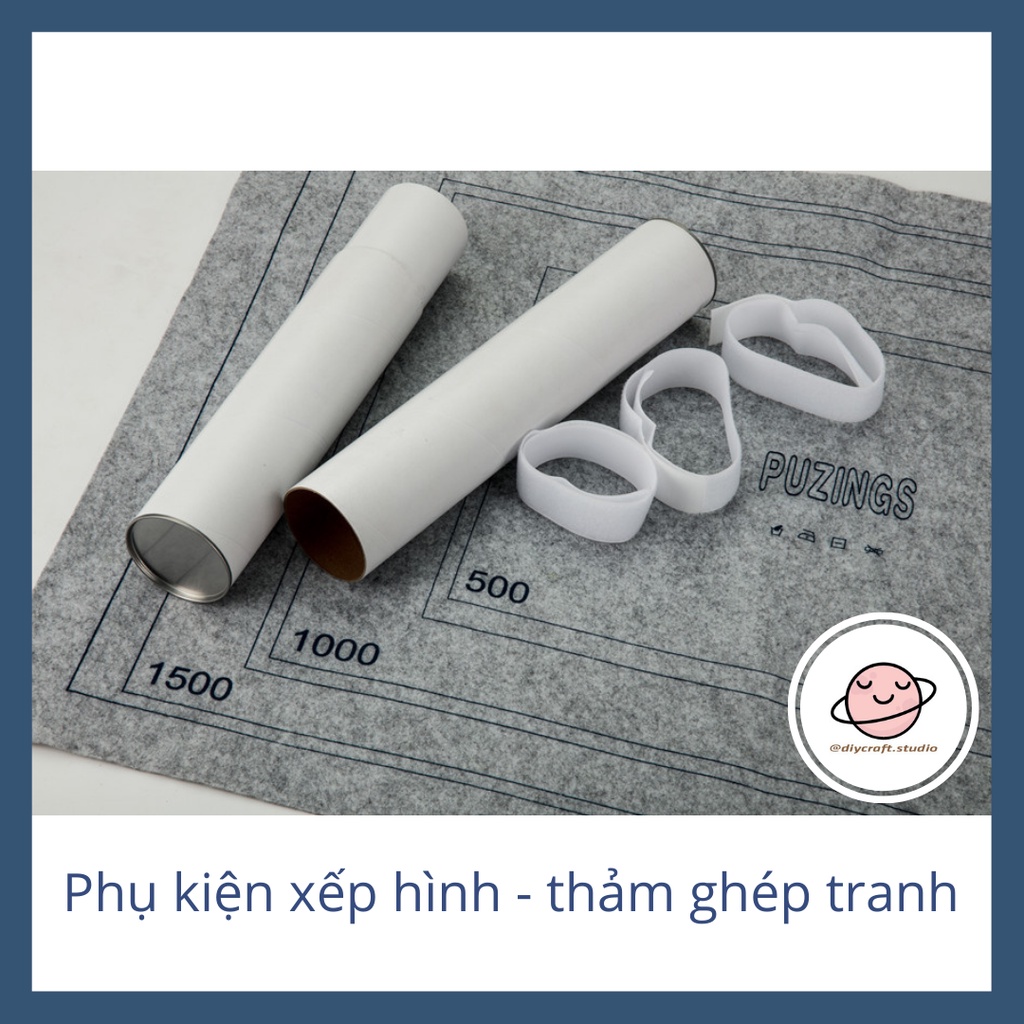 Thảm xếp hình 1500pcs / 3000pcs - phụ kiện dùng cho xếp tranh ghép hình : Thảm + ống cuộn giấy + đai cố định