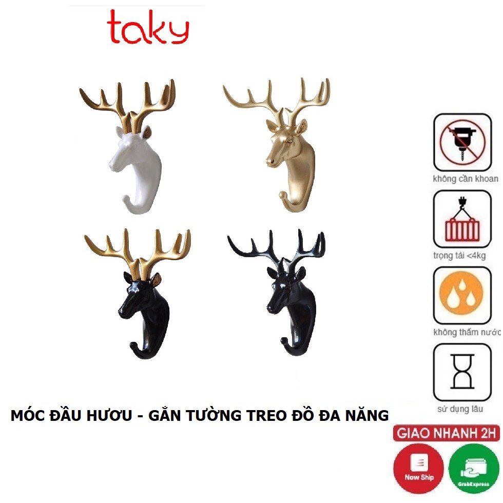 Móc Treo Đầu Hươu - Taky, Gắn Tường Trang Trí Theo Phong Cách Retro, Treo Đồ Cá Nhân, Kiểu Dáng Lạ Mắt, Lắp Dễ Dàng 2240