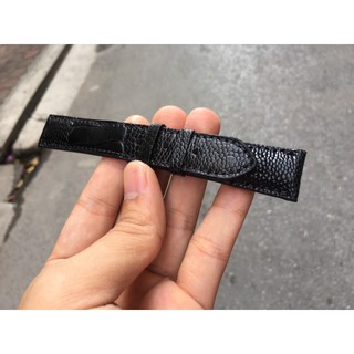 Dây Da Đồng Hồ Đà Điểu Thật Màu Đen Cho Nam Đủ Size