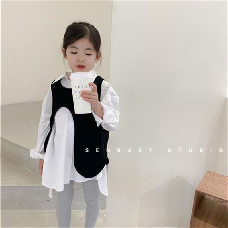 Áo sơ mi trắng/Áo vest không tay kiểu dáng thời trang cho bé gái