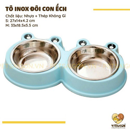 TÔ INOX ĐÔI CON ẾCH CHO CHÓ MÈO