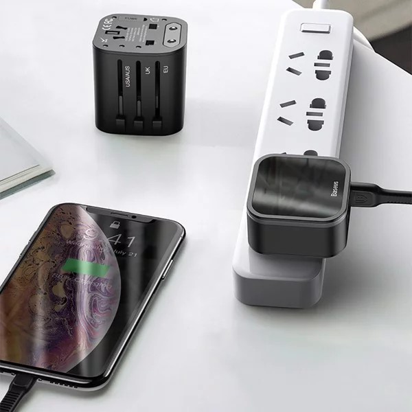 Bộ sạc nhanh du lịch đa năng Baseus 2 in 1 Universal Travel Adapter PPS (18W, Type C PD 3.0/ USB Quick charge 3.0)