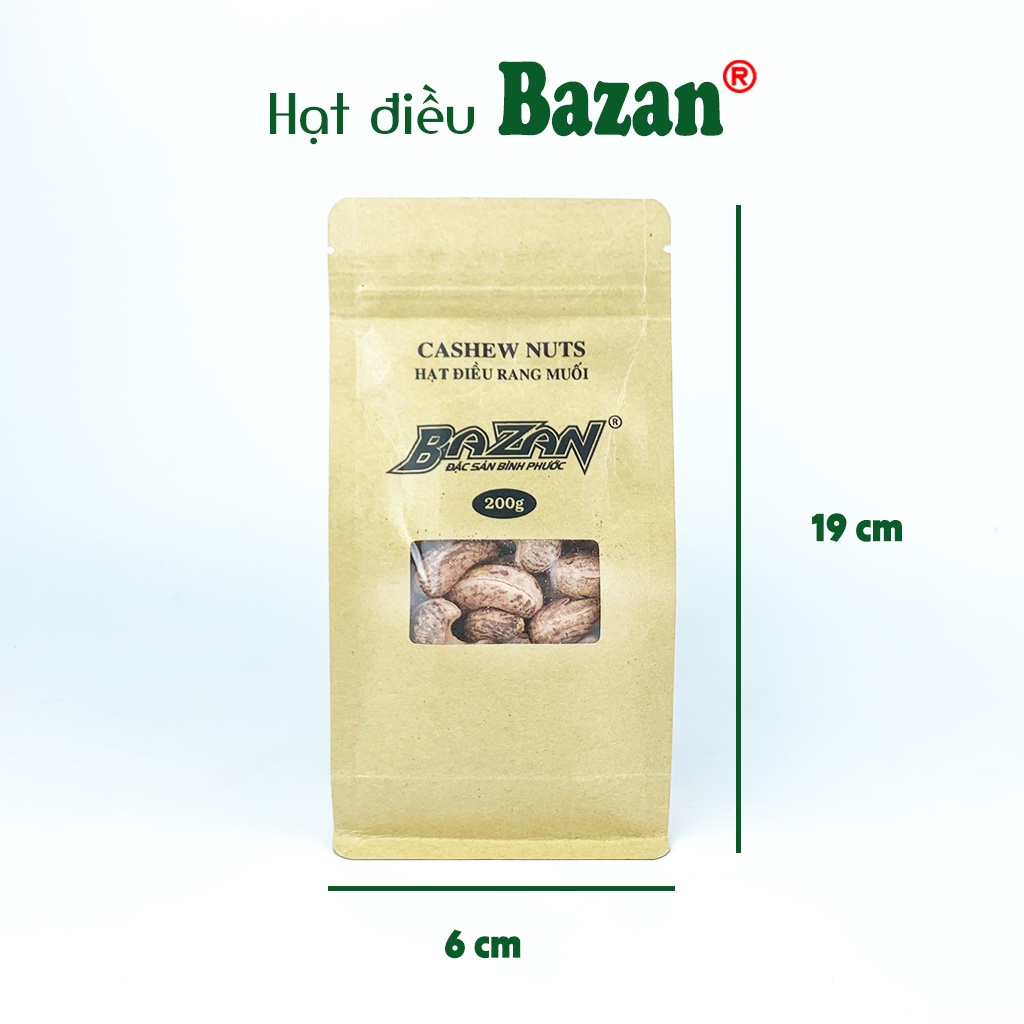 Hạt điều rang muối Bazan Bình Phước nguyên hạt dinh dưỡng A+ loại 1 túi Zip 200g còn vỏ lụa | WebRaoVat - webraovat.net.vn
