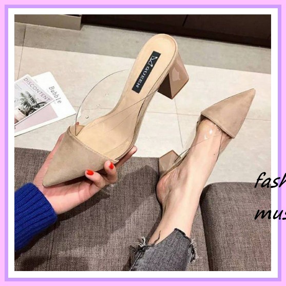 Giày Cao Gót Mũi Nhọn Đính Hạt Cườm Xinh Xắn 5143 (37-40) Hs 39