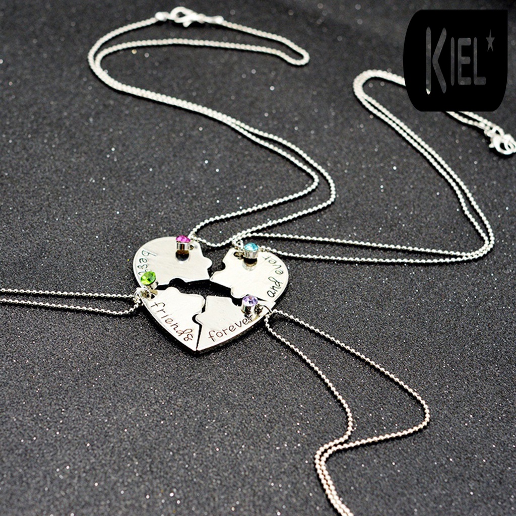 ♥Set 4 Vòng cổ Tình Bạn Mặt Trái Tim Khắc Chữ Best Friends Forever and Ever BFF
