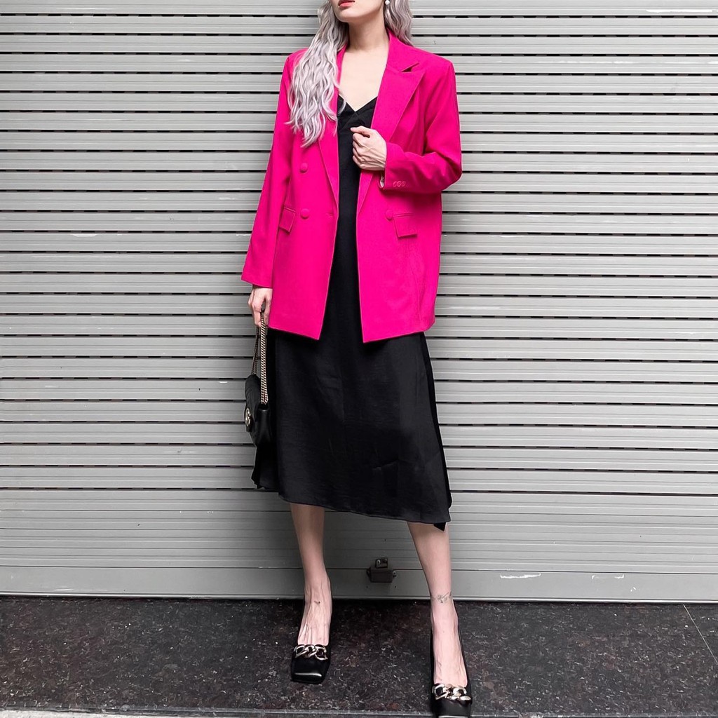 Áo vest blazer hồng neon
