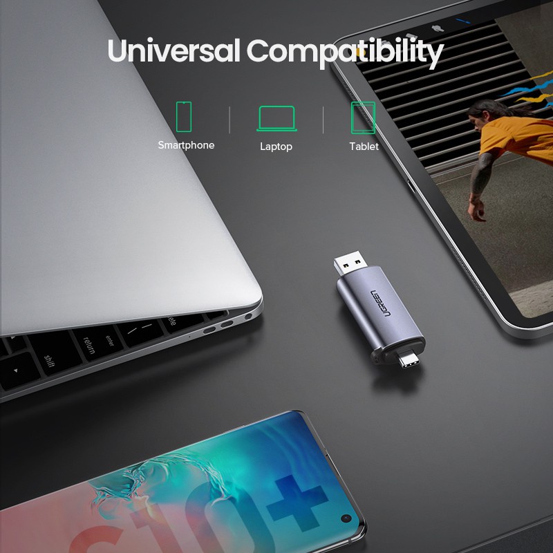Đầu đọc thẻ nhớ Ugreen USB 3.0 Type C SD TF OTG chất lượng cao