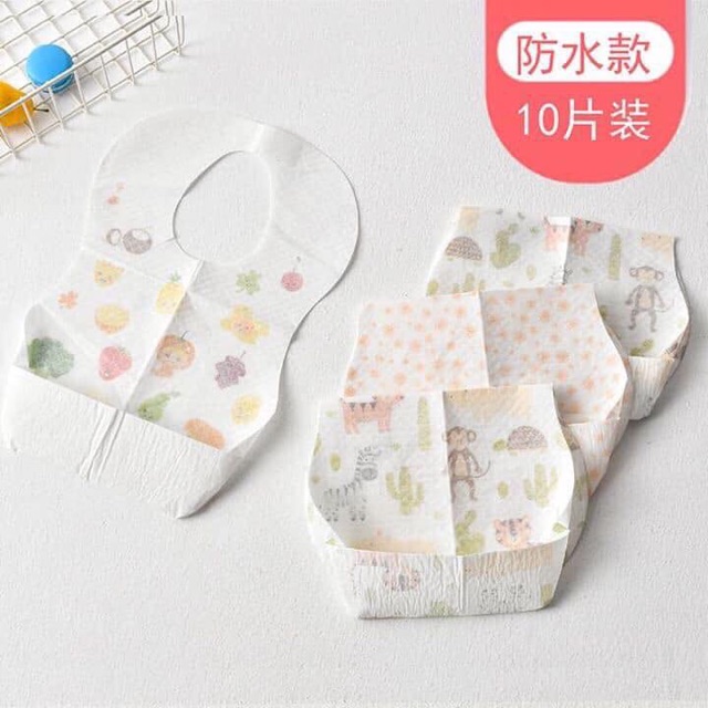 Set 10 yếm cổ giấy ăn dặm cho bé