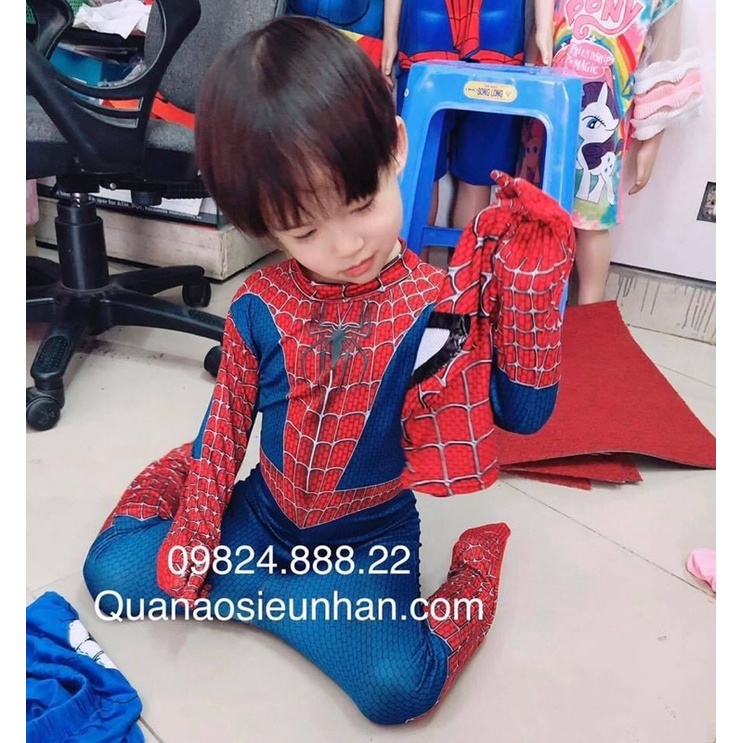 Quần áo siêu nhân Người Nhện, đồ hóa trang SpiderMan cực chất áo liền quần kèm mũ trùm COSPLAY0X