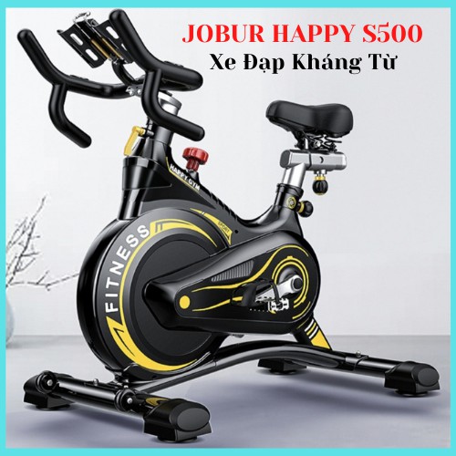 Xe đạp tập gym tại nhà - Jobur Happy GYM S500 - Bánh đà kháng từ + Đo nhịp tim - Kèm BGN Inox 304