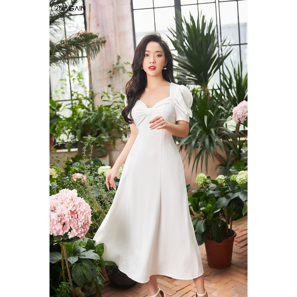 Đầm Xòe tay bồng nơ ngực 20Again DDA1261 | BigBuy360 - bigbuy360.vn