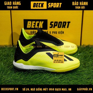 Giày Bóng Đá TQ X 18+ Nõn Chuối Gót Đen Không Dây TF