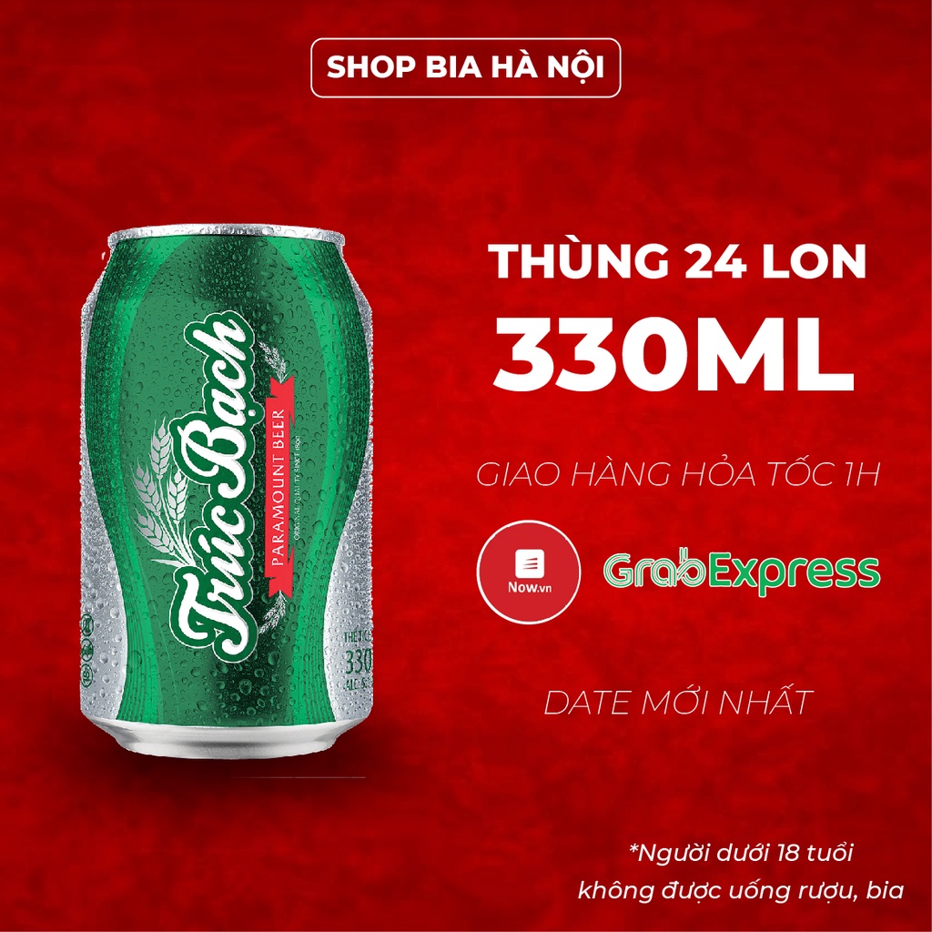 Thùng 24 lon bia Trúc Bạch 330ml