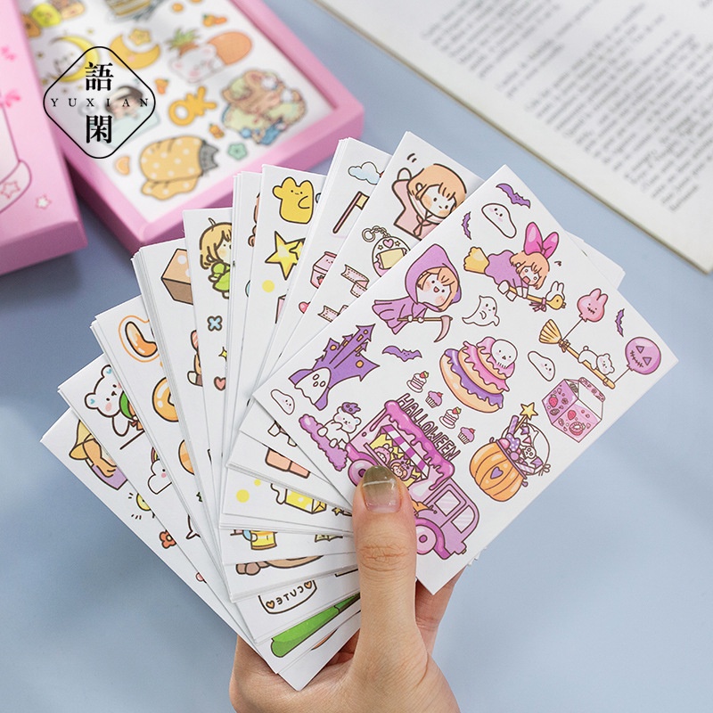 Set 5 tấm Sticker kích thước 8x10cm họa tiết dễ thương Colorful Dream - 50 tấm/ hộp