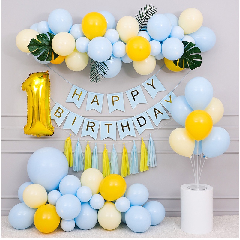 Combo set trang trí sinh nhật, thôi nôi, happy birthday cho bé trai, gái nhiều mẫu đầy đủ phụ kiện TH02