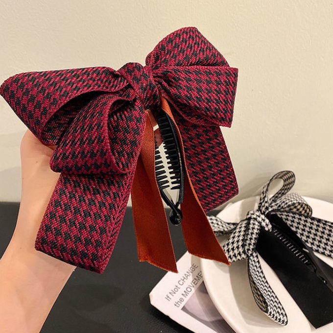 Kẹp Tóc Đuôi Ngựa Đính Nơ Đơn Giản Mừng Năm Mới