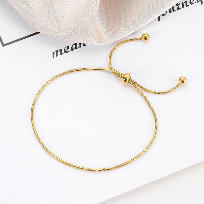 Vòng Đeo Tay / Lắc Chân Bằng Thép Không Gỉ Mạ Vàng 18k Điều Chỉnh Được Hình Xương Rắn