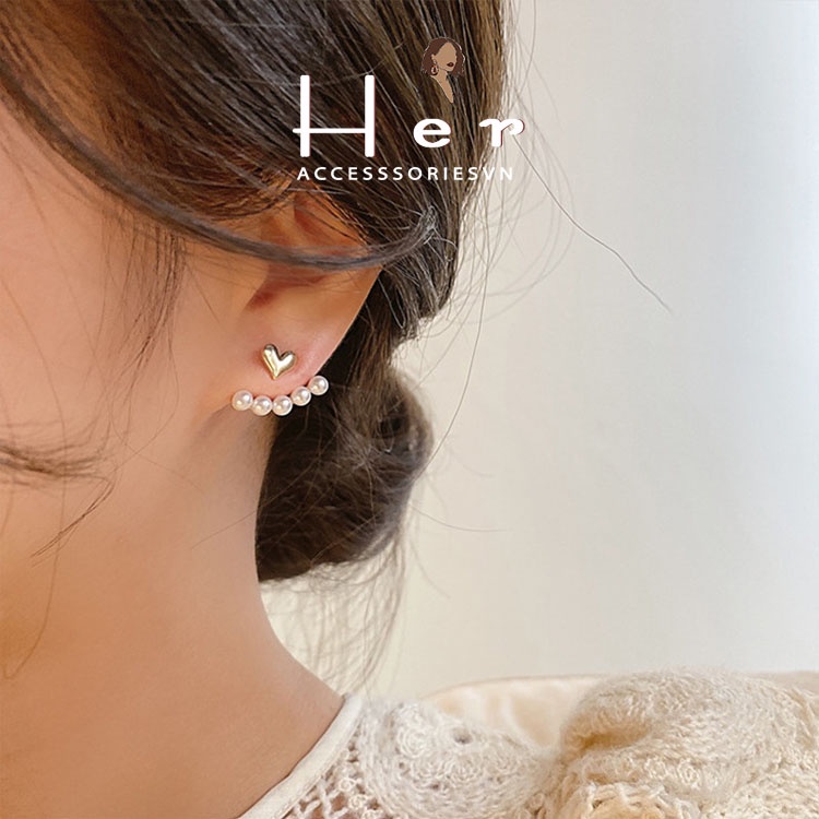 Bông tai chuôi Bạc 925 Hình Nhịp Tim Lover dễ thương độc đáo Her Accessories H98