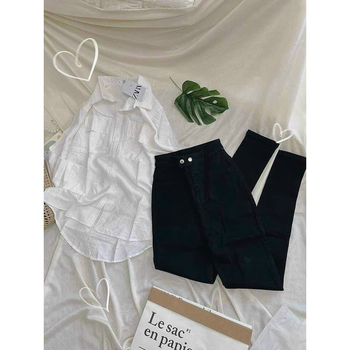 Quần jean ôm skinny lưng cao 2 khuy