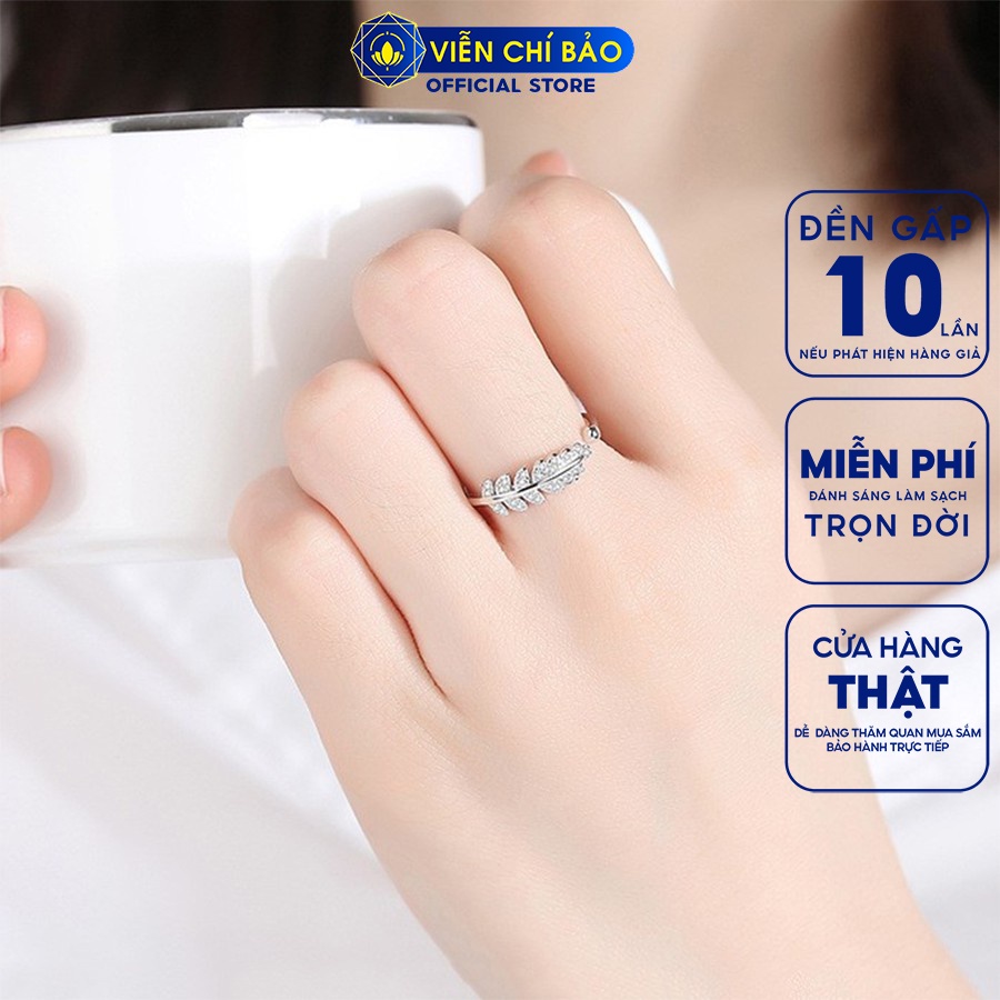 Nhẫn bạc nữ nhành dương xỉ đính đá trắng chất liệu bạc Thái 925 thời trang phụ kiện trang sức nữ Viễn Chí Bảo N400374