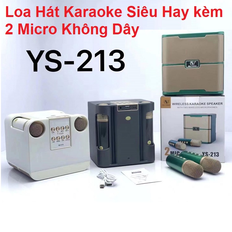 Loa Bluetooth Hát Karaoke, Chính Hãng SU-YOSD YS 213 Kèm 2 Micro Không Dây - Đổi Giọng - Chỉnh Echo - Reverb Cực Hay