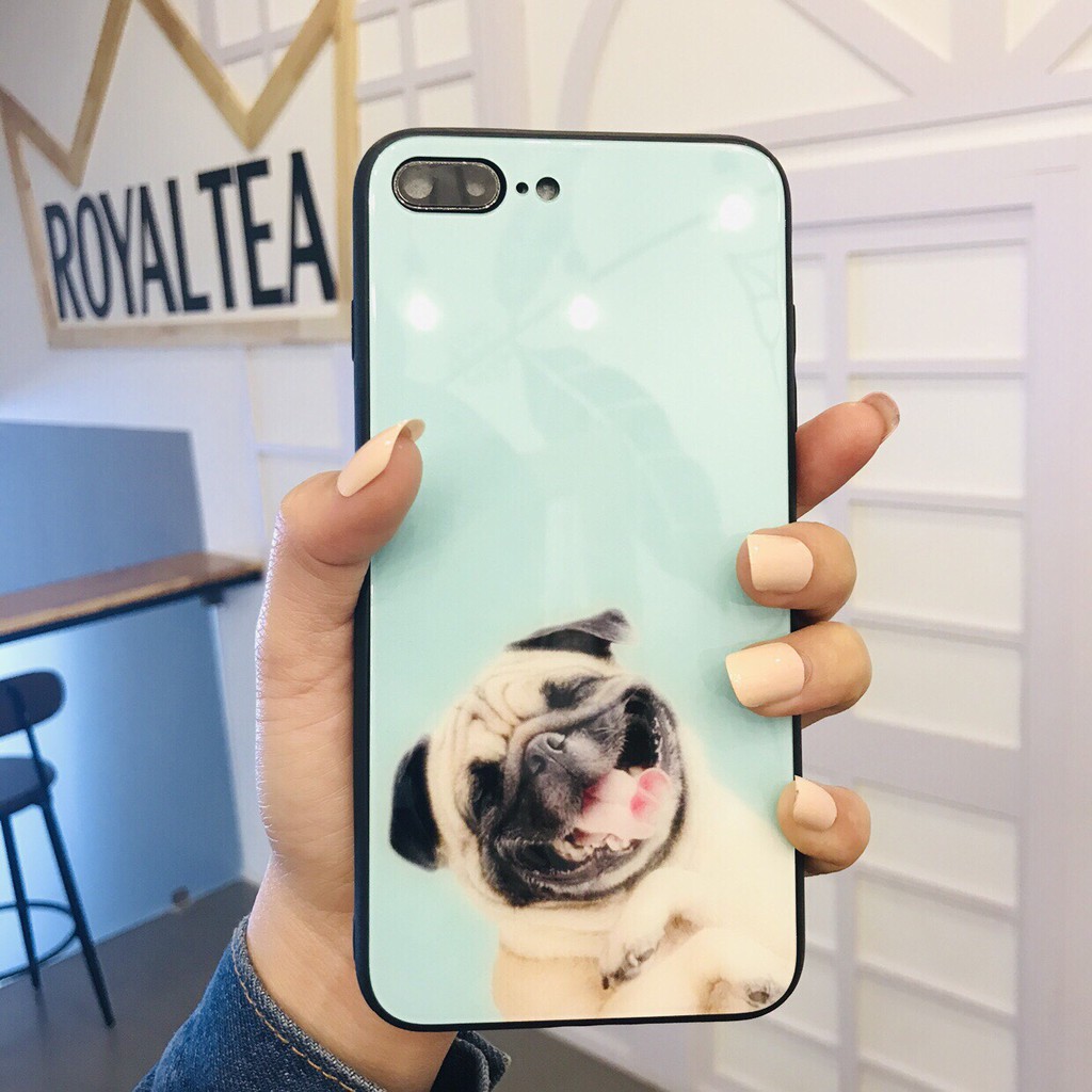 Ốp lưng iphone - Ốp kính CÚN PUG dành cho iphone 6 đến 14promax - k245